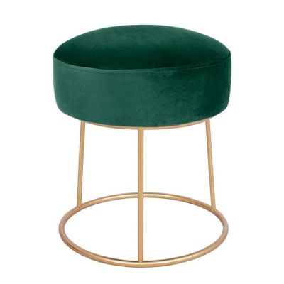 Stool Karlo HM8411.03 Cypress Green color Velvet with Gold Base ''36x38 h cm