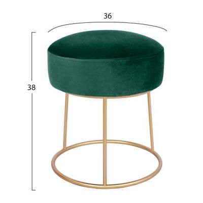 Stool Karlo HM8411.03 Cypress Green color Velvet with Gold Base ''36x38 h cm