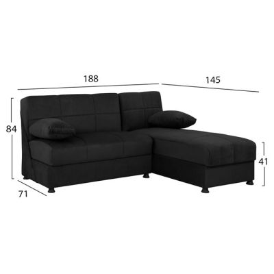 Corner Sofa with 2 Storage Spaces HM3134.01 Ege Black 188x145x84