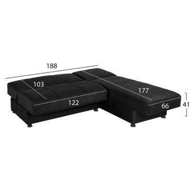 Corner Sofa with 2 Storage Spaces HM3134.01 Ege Black 188x145x84