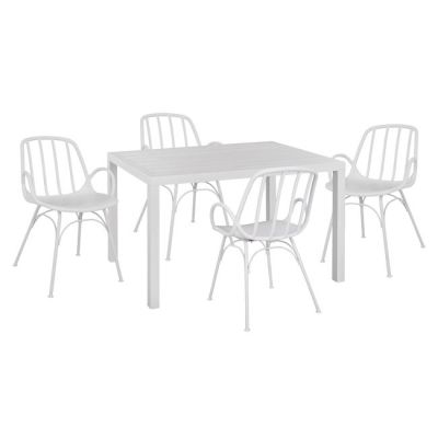 Set 5 pieces with Table 120x80x75.50 & Armchairs Polypropylene in White color HM10524