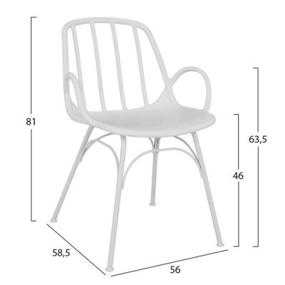 Set 5 pieces with Table 120x80x75.50 & Armchairs Polypropylene in White color HM10524