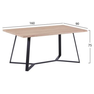 Table Aldwin HM8551.01 with MDF Surface sonama and Metalic Legs 160x90x75cm