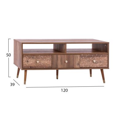 TV furniture Shanice HM8659 Walnut with embossed textures 120x39x50cm