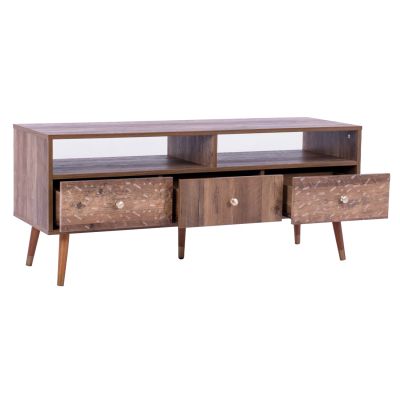 TV furniture Shanice HM8659 Walnut with embossed textures 120x39x50cm