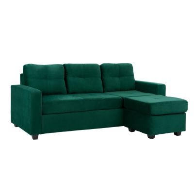 Corner Sofa Reversible Velvet Fabric Cypress Green color 207x145x85 HM3004.13