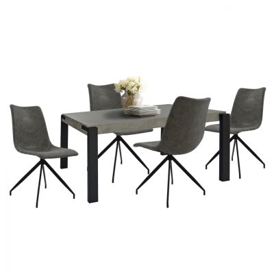 Set 5 pieces table MDF Cement with chairs metallics Celeste Grey Seat HM11254