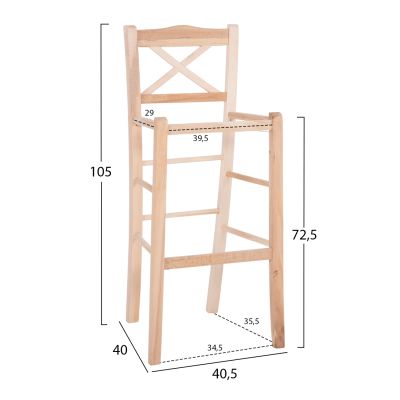 BAR STOOL LUCIUS HM5586.02 BEECH WOOD IMPREGNATED-UNPAINTED 40,5x40x105Hcm.FRAME ONLY