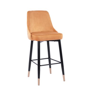 Bar Stool SERENITY HM8519.09 Gold Velvet with metallic frame 51Χ58Χ110cm