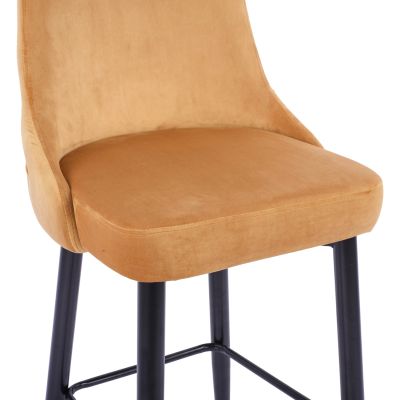 Bar Stool SERENITY HM8519.09 Gold Velvet with metallic frame 51Χ58Χ110cm