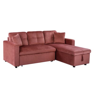 CORNER SOFA BED VELVET DUSTY PINK WAYNE 224x147x85cm. HM3028.12