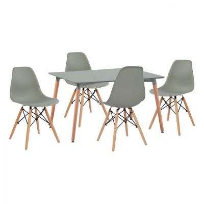 Set Dining Table 5 pieces Table Minimal with chair Twist Grey HM10229.10 120x80x73 cm