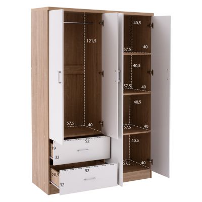 WARDROBE WITH 4 DOORS AND 2 DRAWERS FB9339.06 SONAMA WHITE 120Χ42,5Χ180,5 cm.