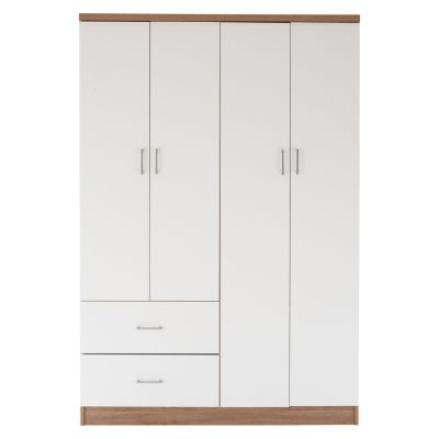 WARDROBE WITH 4 DOORS AND 2 DRAWERS FB9339.06 SONAMA WHITE 120Χ42,5Χ180,5 cm.