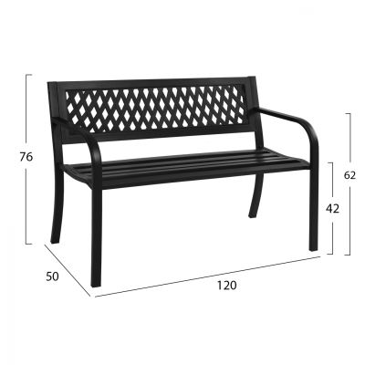 BENCH OCTAVIO HM5531 METAL FRAME-POLYPROPYLENE BACKREST IN BLACK COLOR 120x50x76Hcm.