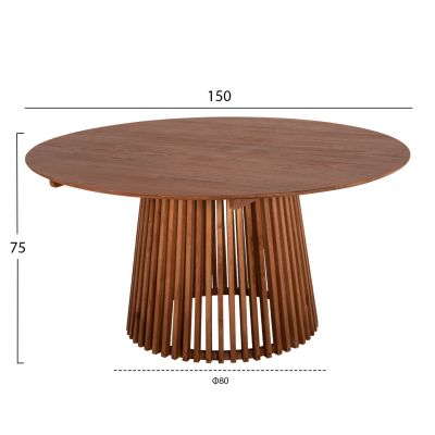 DINING TABLE ROUND FRANTZ ΗΜ9457.11 SOLID MINDI WOOD IN NATURAL Φ150x75Hcm.