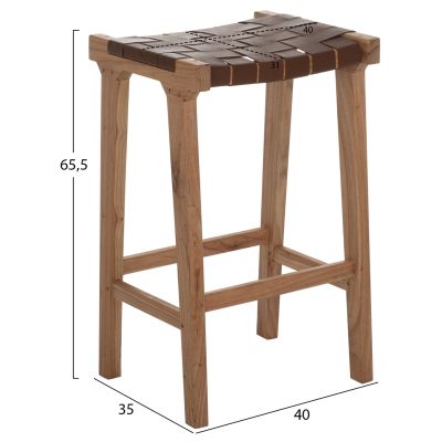 BAR STOOL HM99382.01 SOLID TEAK NATURAL 40X35X65H