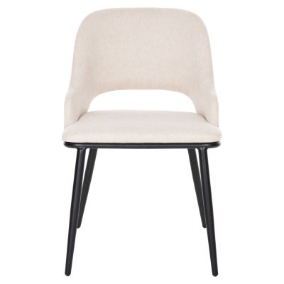 DINING CHAIR DELF HM9617.02 BEIGE FABRIC-BLACK METAL LEGS-WOODEN BACK IN OAK 48x55x76Hcm.