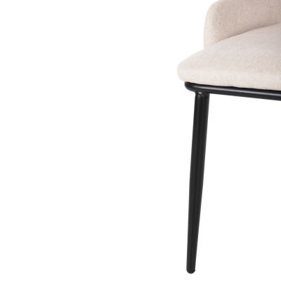 DINING CHAIR DELF HM9617.02 BEIGE FABRIC-BLACK METAL LEGS-WOODEN BACK IN OAK 48x55x76Hcm.