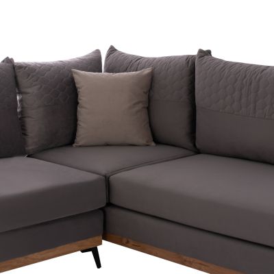 MESINA corner sofa, gray, high leg, 2pcs, right corner, stain-resistant and water-repellent fabric