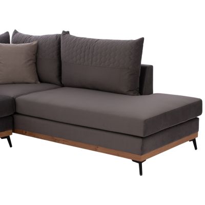 MESINA corner sofa, gray, high leg, 2pcs, right corner, stain-resistant and water-repellent fabric