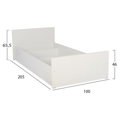 MELAMINE BED FOR MATTRESS 90X200cm. WHITE HM2433.03