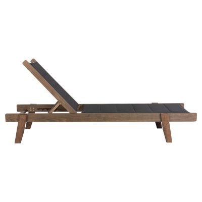 BEACH LOUNGER MILOS HM10685.03 BEECH WOOD IN WALNUT-BLACK TEXTILENE CUSHION COVER 204x65x92,5Hcm.