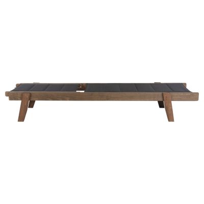 BEACH LOUNGER MILOS HM10685.03 BEECH WOOD IN WALNUT-BLACK TEXTILENE CUSHION COVER 204x65x92,5Hcm.