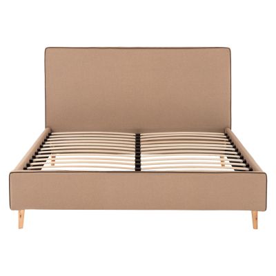 BED INDRA FB9662.02 BEIGE FABRIC BROWN RAIL FOR MATTRESS 160X200cm.