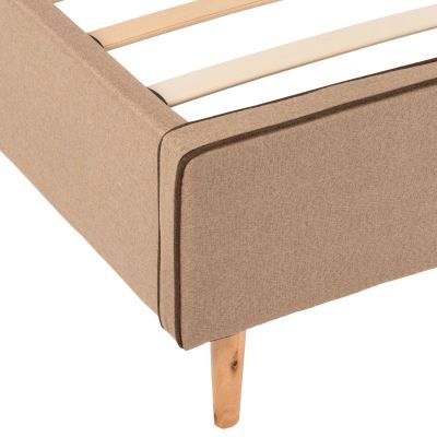 BED INDRA FB9662.02 BEIGE FABRIC BROWN RAIL FOR MATTRESS 160X200cm.