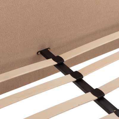 BED INDRA FB9662.02 BEIGE FABRIC BROWN RAIL FOR MATTRESS 160X200cm.