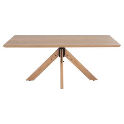 DINING TABLE PAOLO HM9853 MDF WITH MANCHURIAN WOOD VENEER-SOLID RUBBERWOOD LEGS-OAK COLOR 180x90x75Hcm.