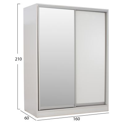 WARDROBE WITH SLIDING DOORS WITH MIRROR WHITE HM2434.03 160x60x210 cm.