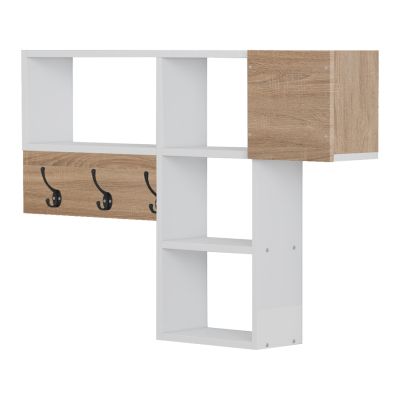 ENTRYWAY HANGER WITH SHELVES HARLAN HM8973.12 MELAMINE IN SONAMA-WHITE 99,5x15x61Hcm.