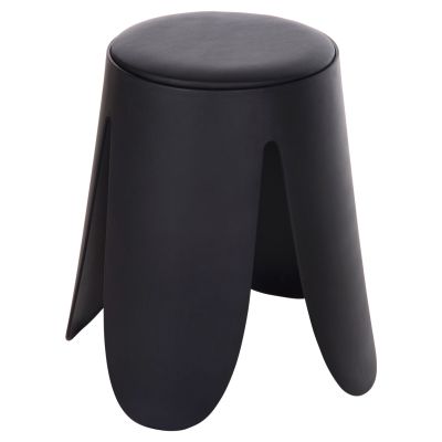 STOOL DENTY HM9619.02 POLYPROPYLENE IN BLACK-PU SEAT IN BLACK Φ30x45Hcm.