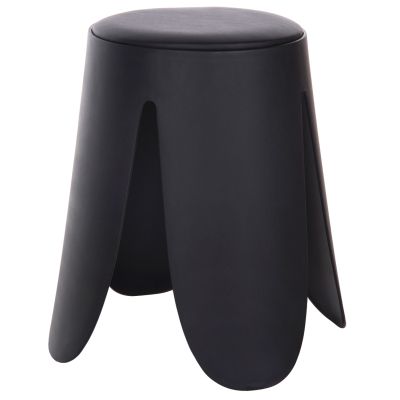 STOOL DENTY HM9619.02 POLYPROPYLENE IN BLACK-PU SEAT IN BLACK Φ30x45Hcm.