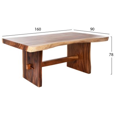 DINING TABLE ULYSES HM9888 SOLID SUAR WOOD IN NATURAL-9cm TOP THICKNESS 160X90X78Hcm.