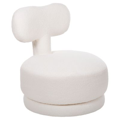 STOOL WITH BACKREST SWIVEL KRIVIO HM9775.05 WHITE TEDDY FABRIC 52x53x60Hcm.