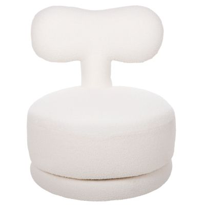 STOOL WITH BACKREST SWIVEL KRIVIO HM9775.05 WHITE TEDDY FABRIC 52x53x60Hcm.