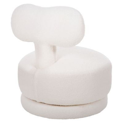 STOOL WITH BACKREST SWIVEL KRIVIO HM9775.05 WHITE TEDDY FABRIC 52x53x60Hcm.