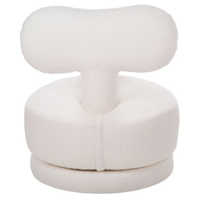 STOOL WITH BACKREST SWIVEL KRIVIO HM9775.05 WHITE TEDDY FABRIC 52x53x60Hcm.