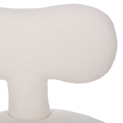 STOOL WITH BACKREST SWIVEL KRIVIO HM9775.05 WHITE TEDDY FABRIC 52x53x60Hcm.