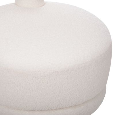 STOOL WITH BACKREST SWIVEL KRIVIO HM9775.05 WHITE TEDDY FABRIC 52x53x60Hcm.