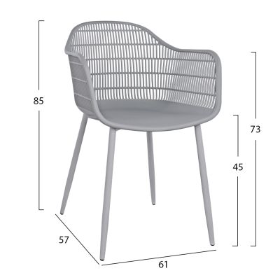 Armchair Hadi Polypropylene Grey 61x57x85cm HM8511.10