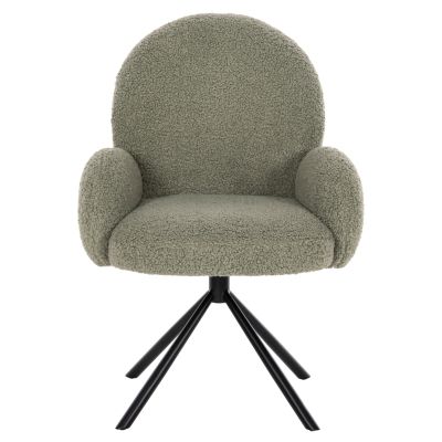 ARMCHAIR SWIVEL WINON HM9778.08 OLIVE GREEN BOUCLE FABRIC-BLACK METAL BASE 65x67x92Hcm.