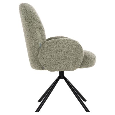 ARMCHAIR SWIVEL WINON HM9778.08 OLIVE GREEN BOUCLE FABRIC-BLACK METAL BASE 65x67x92Hcm.