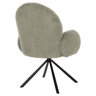 ARMCHAIR SWIVEL WINON HM9778.08 OLIVE GREEN BOUCLE FABRIC-BLACK METAL BASE 65x67x92Hcm.