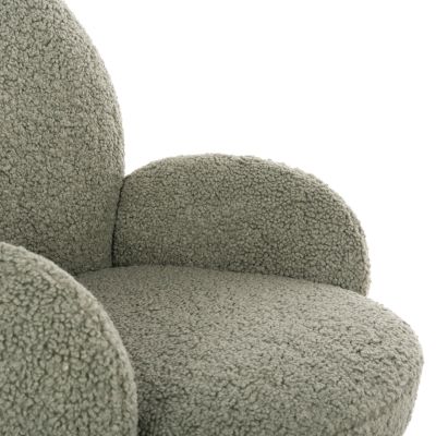 ARMCHAIR SWIVEL WINON HM9778.08 OLIVE GREEN BOUCLE FABRIC-BLACK METAL BASE 65x67x92Hcm.