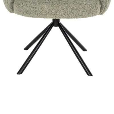 ARMCHAIR SWIVEL WINON HM9778.08 OLIVE GREEN BOUCLE FABRIC-BLACK METAL BASE 65x67x92Hcm.