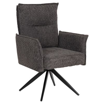 DINING ARMCHAIR ZORIN HM9846.03 GREY FABRIC-BLACK METAL BASE 64x66x94,5Hcm.